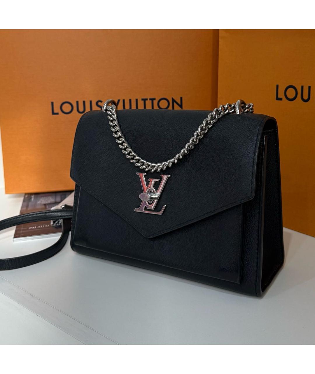 LOUIS VUITTON Черная кожаная сумка через плечо, фото 9