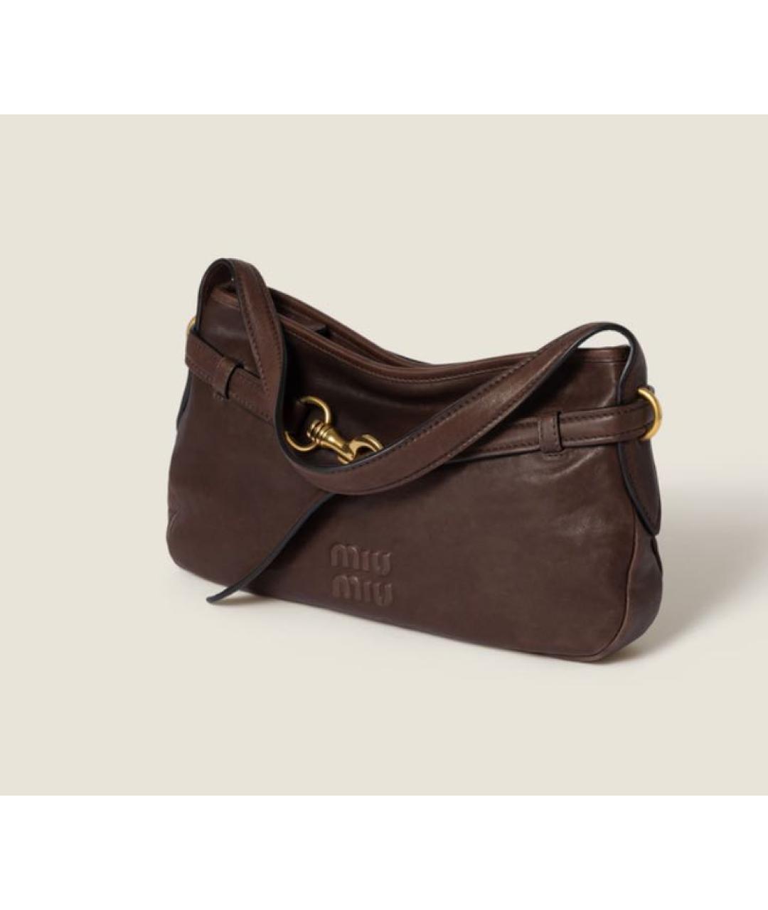 MIU MIU Коричневая кожаная сумка через плечо, фото 2