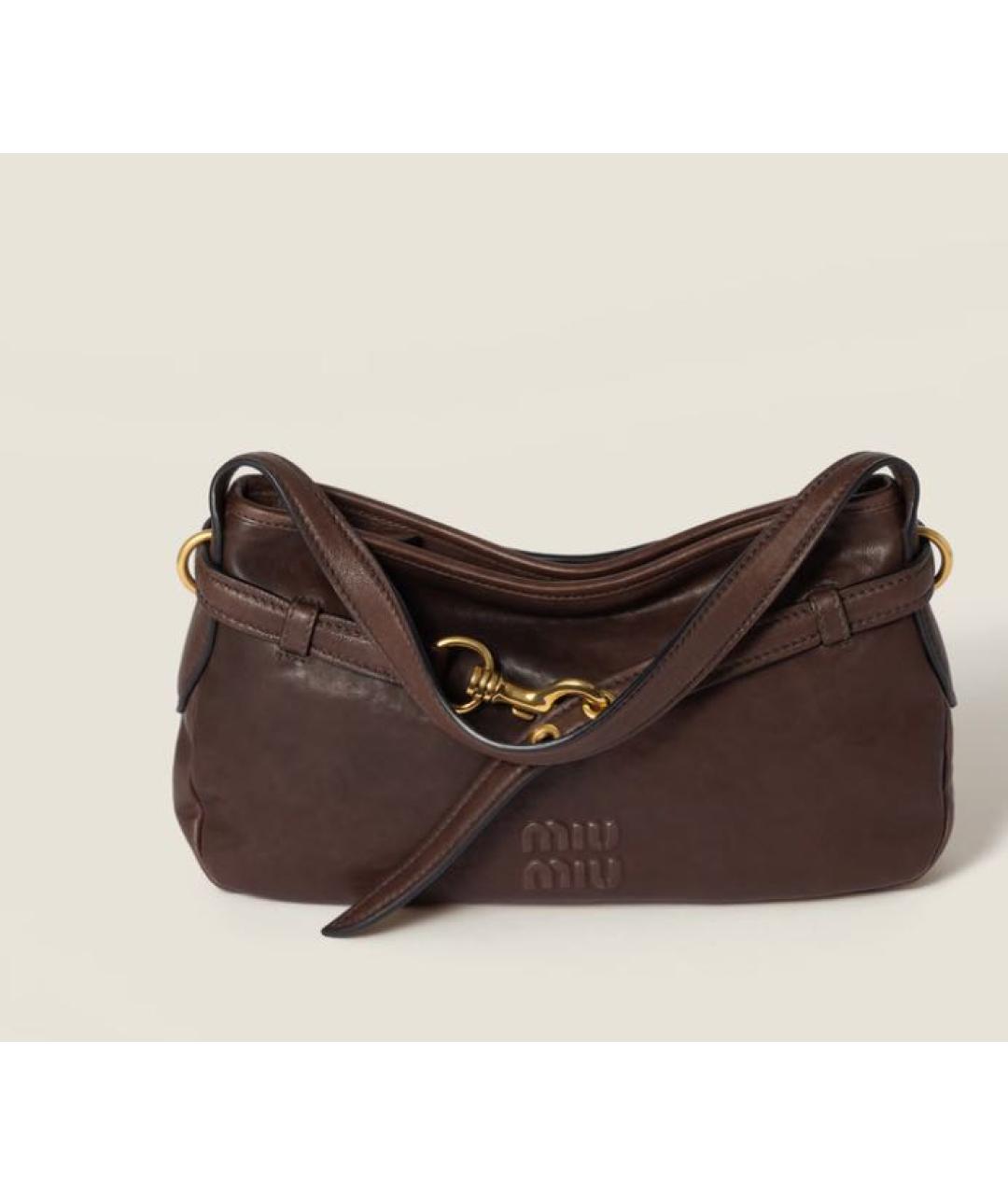 MIU MIU Коричневая кожаная сумка через плечо, фото 4