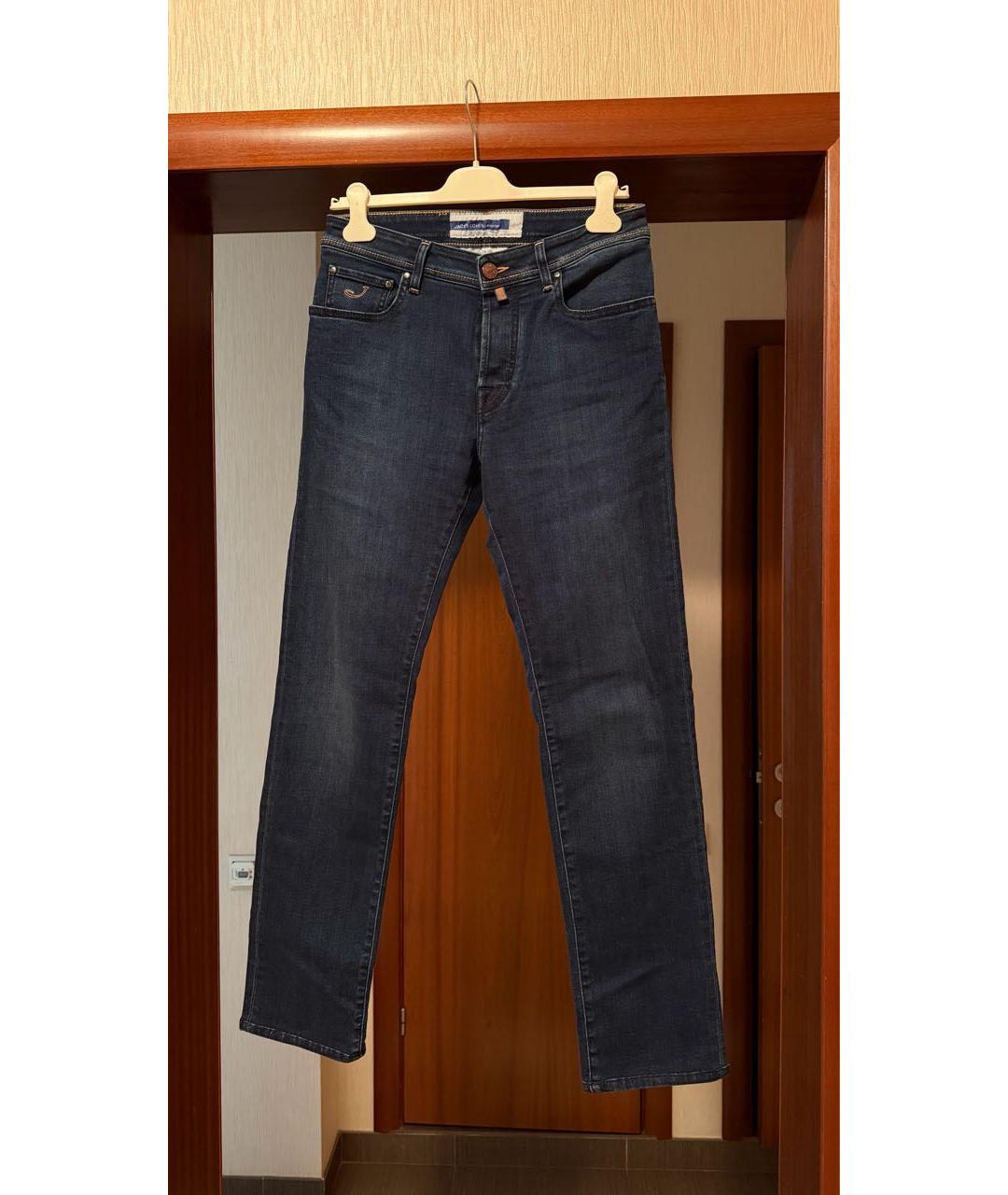 JACOB COHEN Темно-синие хлопко-эластановые прямые джинсы, фото 8