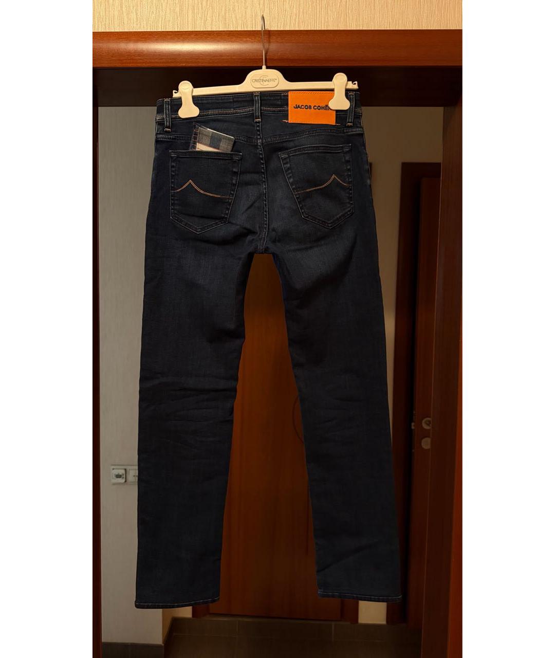 JACOB COHEN Темно-синие хлопко-эластановые прямые джинсы, фото 2