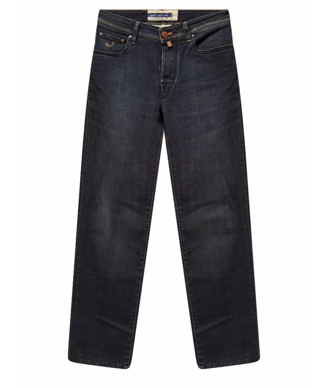 JACOB COHEN Темно-синие хлопко-эластановые прямые джинсы, фото 1