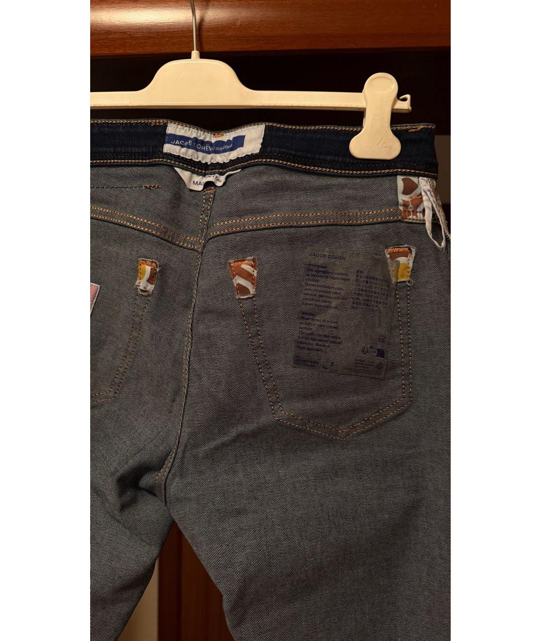 JACOB COHEN Темно-синие хлопко-эластановые прямые джинсы, фото 3