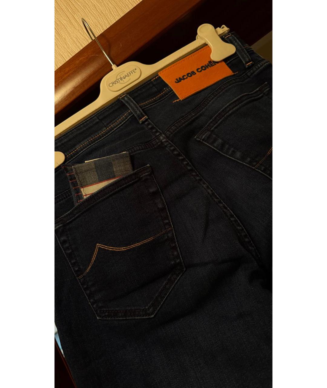 JACOB COHEN Темно-синие хлопко-эластановые прямые джинсы, фото 4