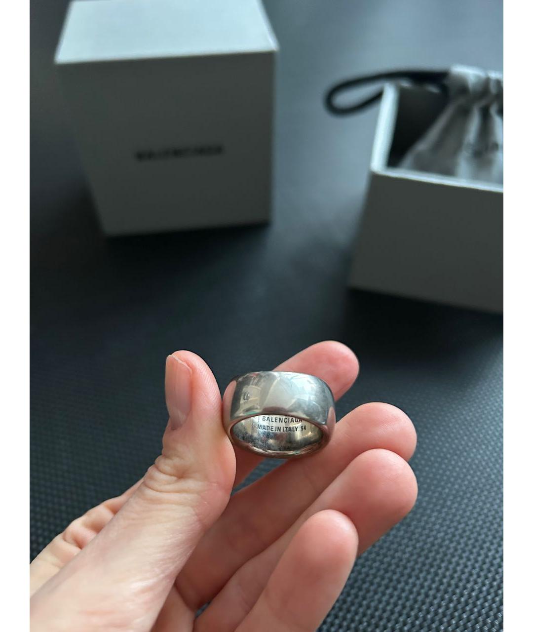 BALENCIAGA Серебряное латунное кольцо, фото 5