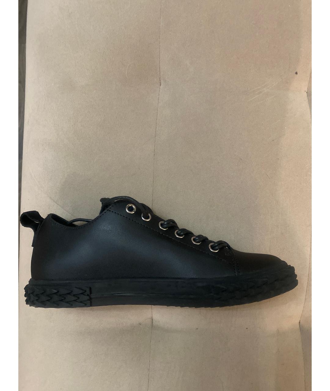 GIUSEPPE ZANOTTI DESIGN Черные кожаные низкие кроссовки / кеды, фото 9