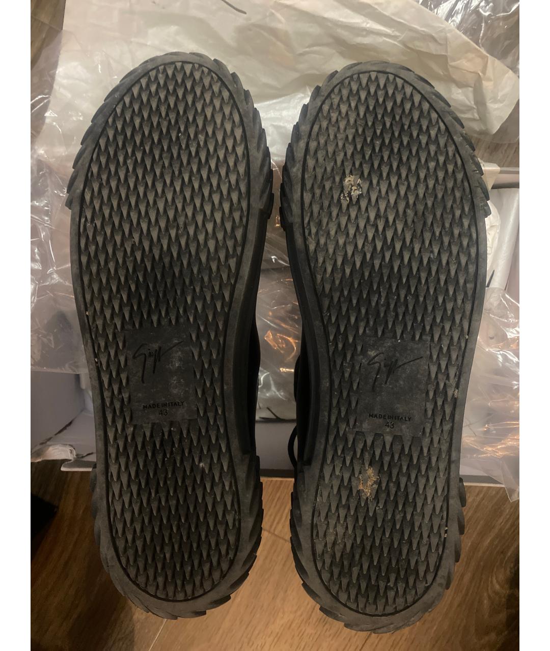 GIUSEPPE ZANOTTI DESIGN Черные кожаные низкие кроссовки / кеды, фото 5