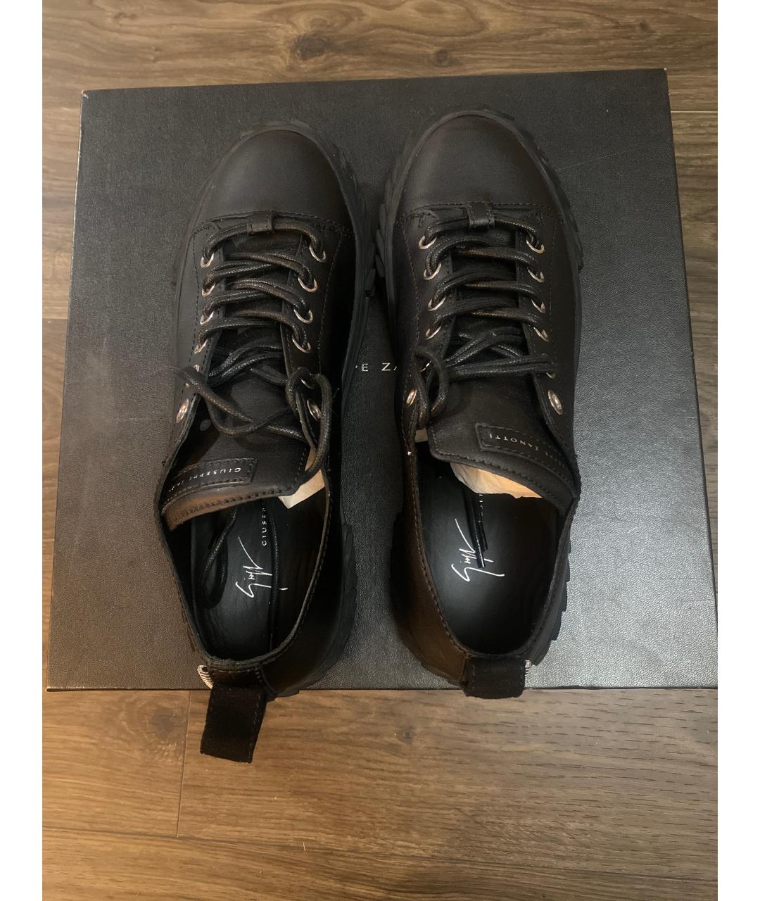 GIUSEPPE ZANOTTI DESIGN Черные кожаные низкие кроссовки / кеды, фото 3