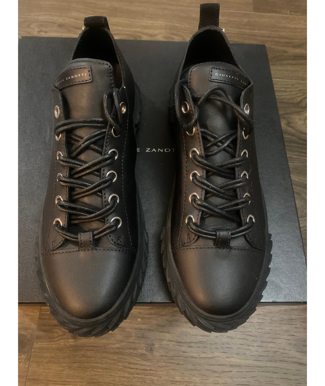 GIUSEPPE ZANOTTI DESIGN Черные кожаные низкие кроссовки / кеды, фото 2