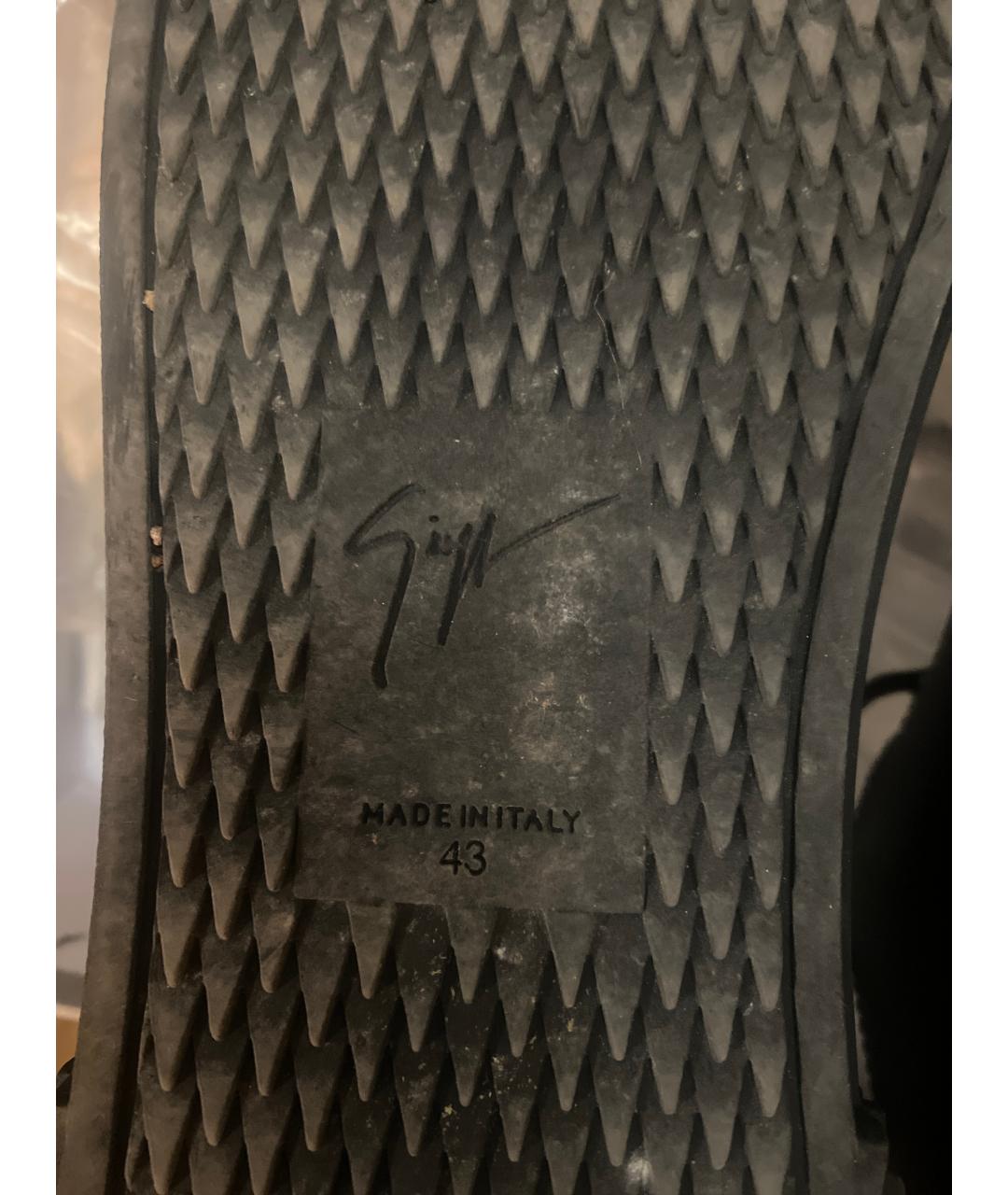 GIUSEPPE ZANOTTI DESIGN Черные кожаные низкие кроссовки / кеды, фото 6