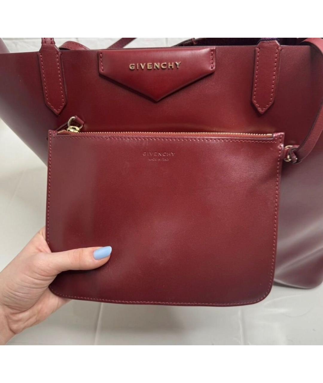 GIVENCHY Бордовая кожаная сумка тоут, фото 2