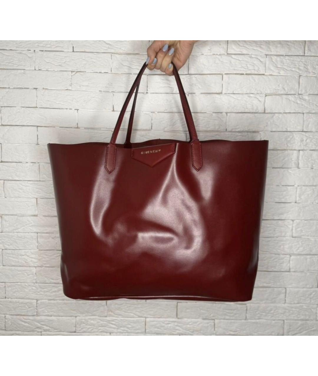 GIVENCHY Бордовая кожаная сумка тоут, фото 4