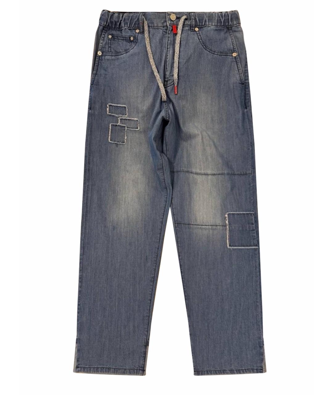 KITON Синие хлопковые прямые джинсы, фото 1