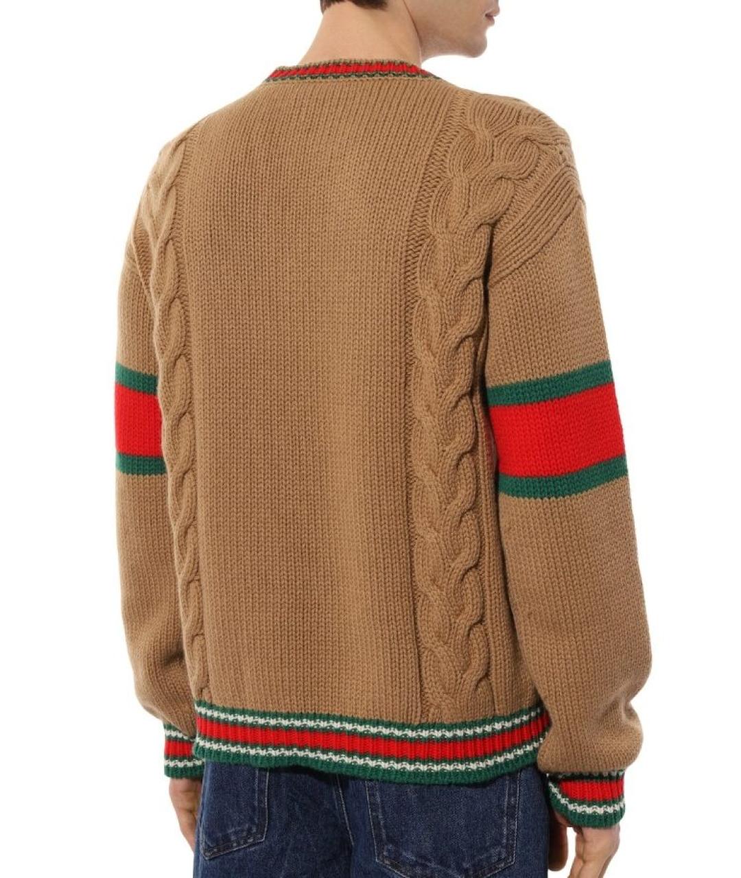 GUCCI Коричневый шерстяной джемпер / свитер, фото 3