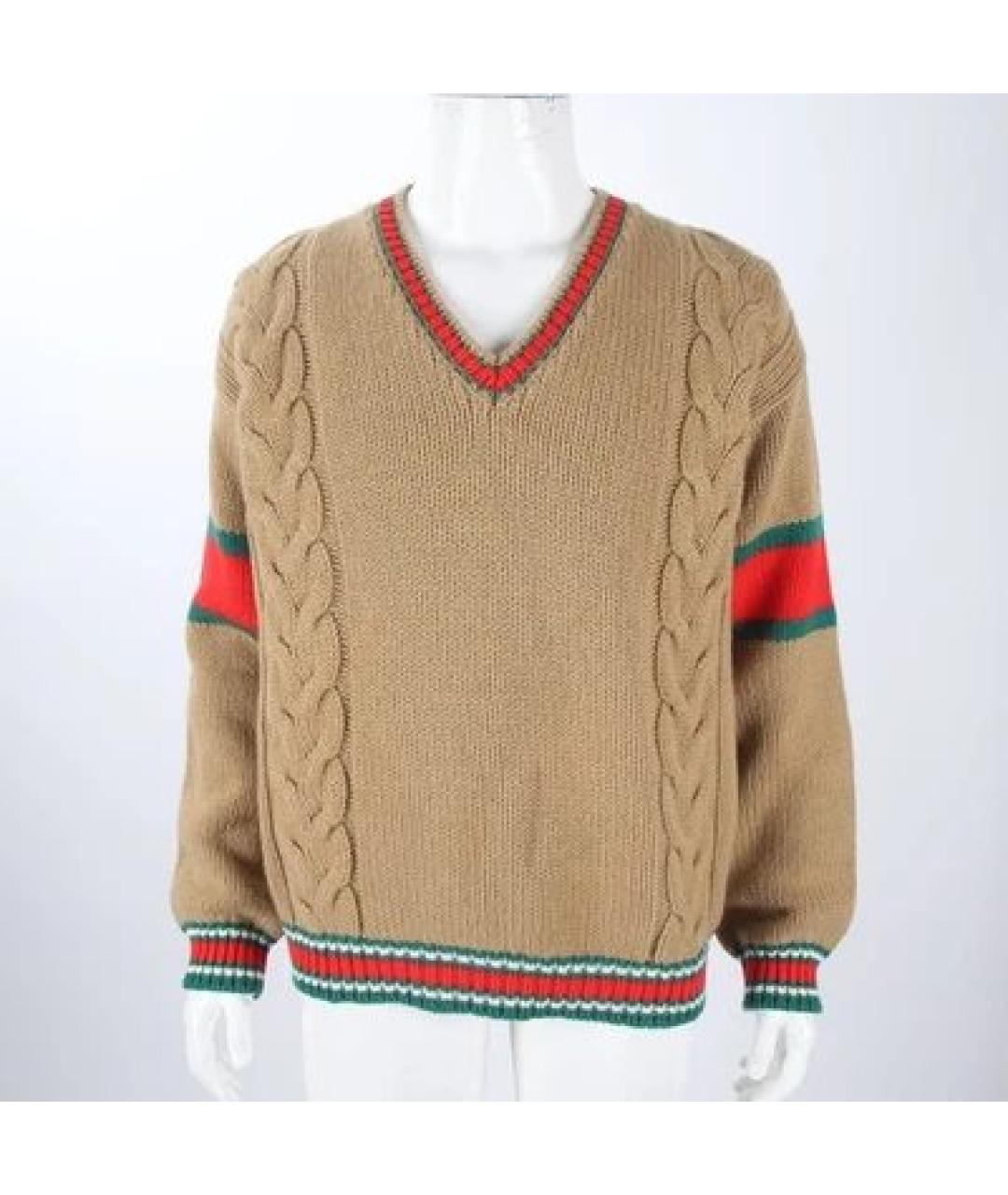 GUCCI Коричневый шерстяной джемпер / свитер, фото 5