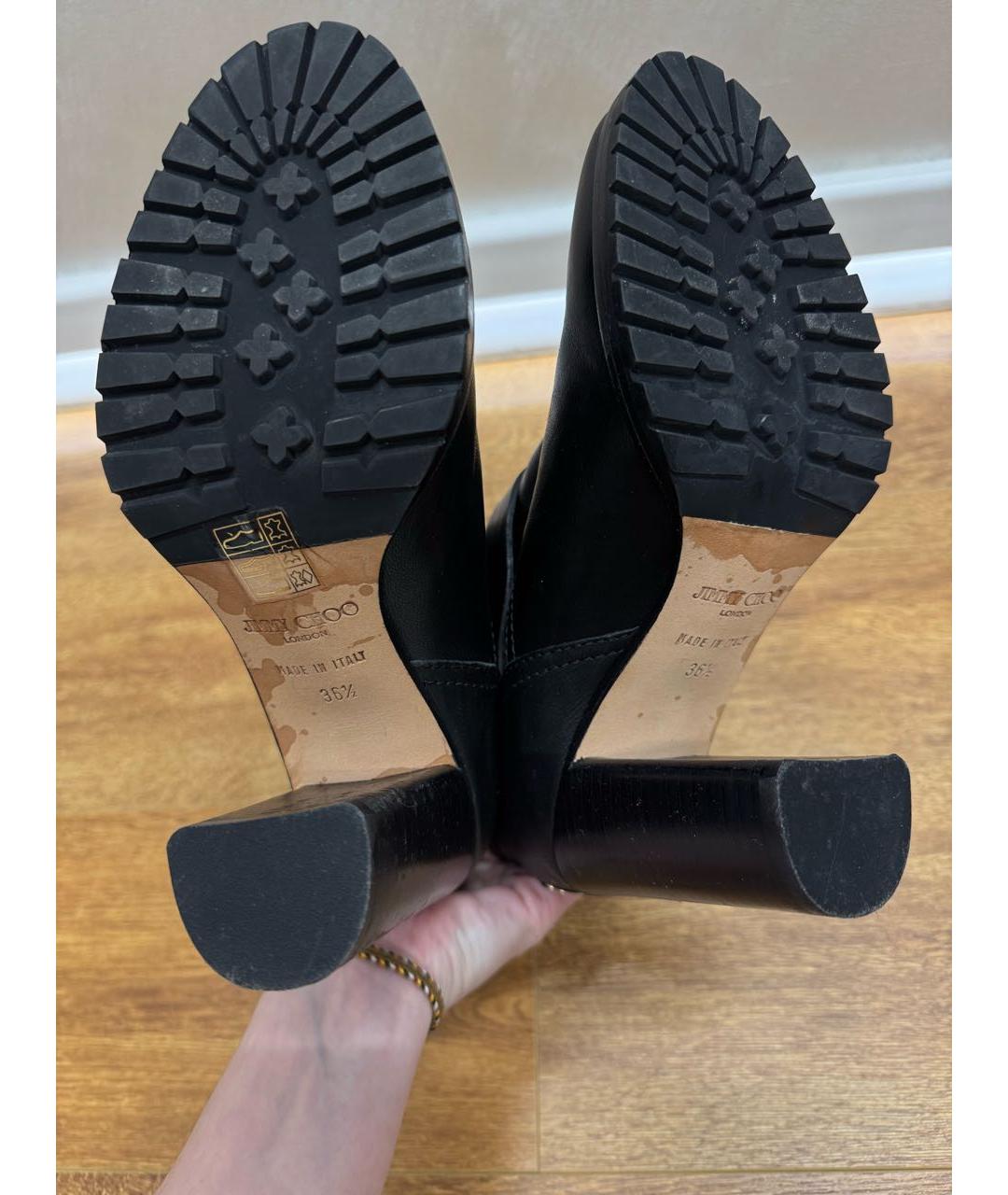 JIMMY CHOO Черные кожаные полусапоги, фото 2