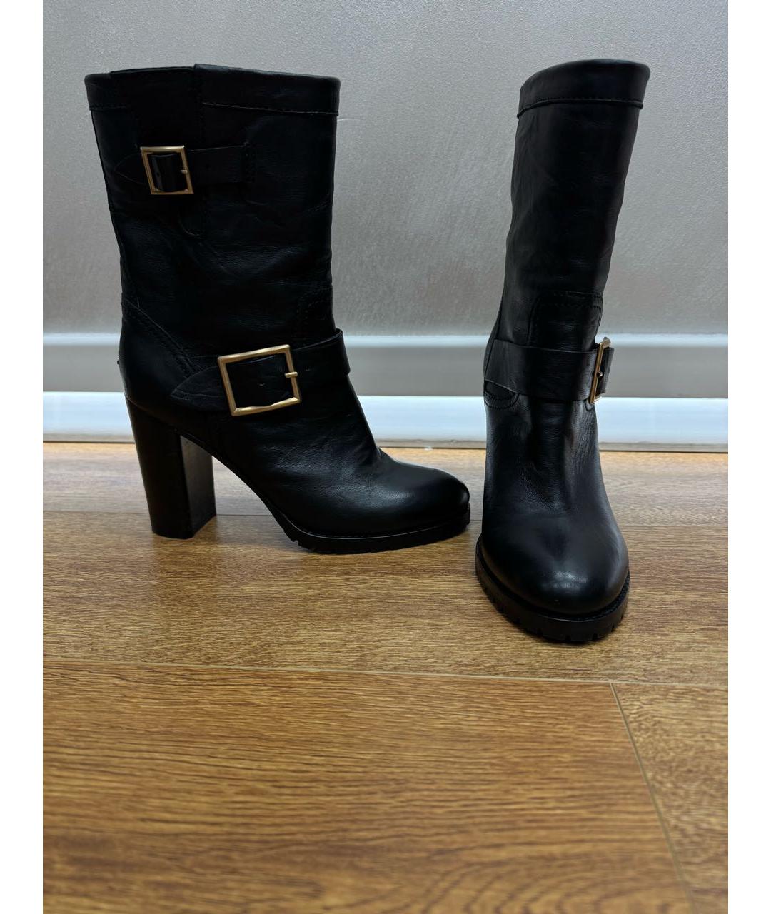 JIMMY CHOO Черные кожаные полусапоги, фото 3