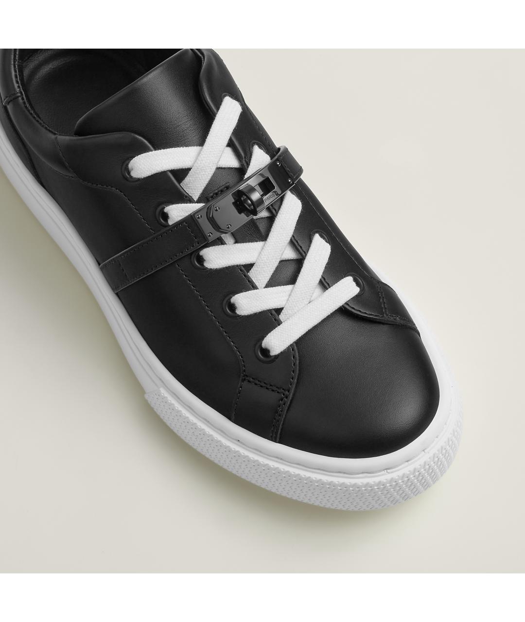 HERMES Черные кожаные кеды, фото 6