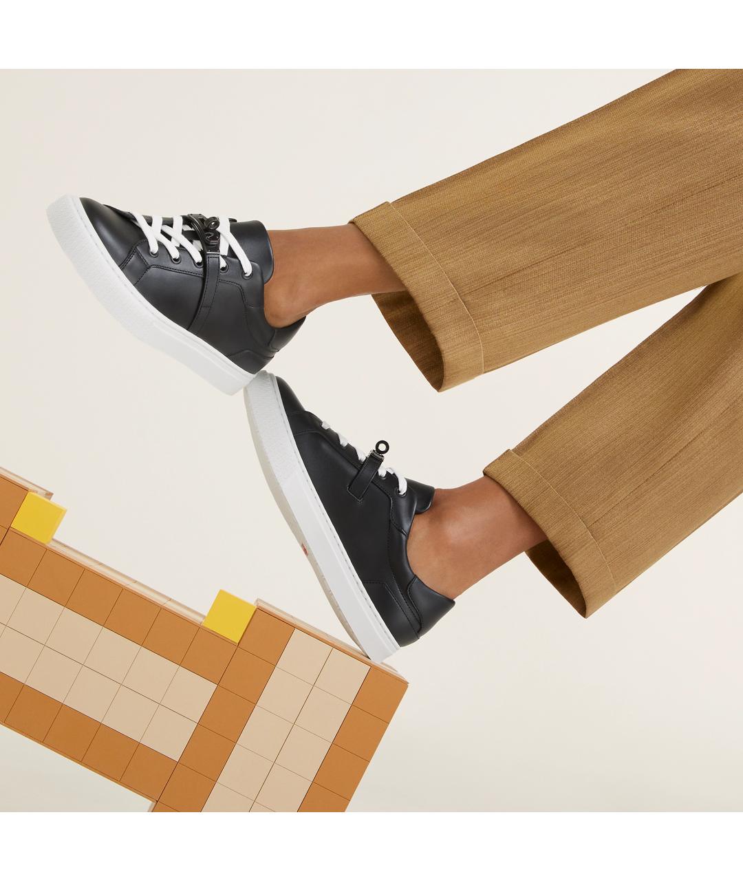 HERMES Черные кожаные кеды, фото 9