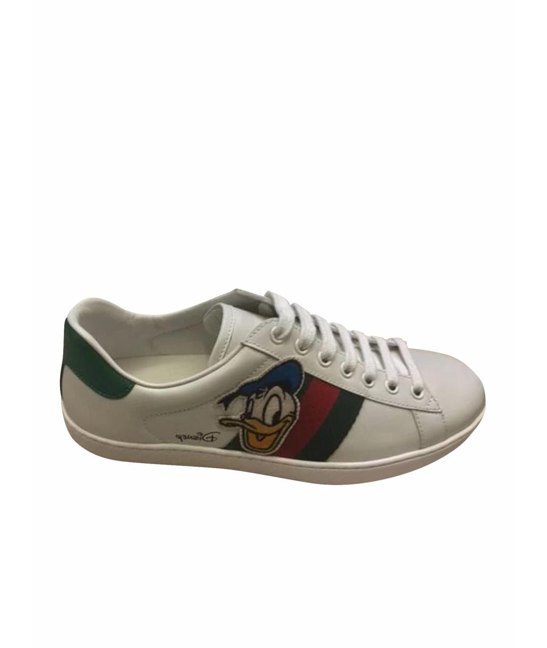 GUCCI Белые кожаные кеды, фото 1