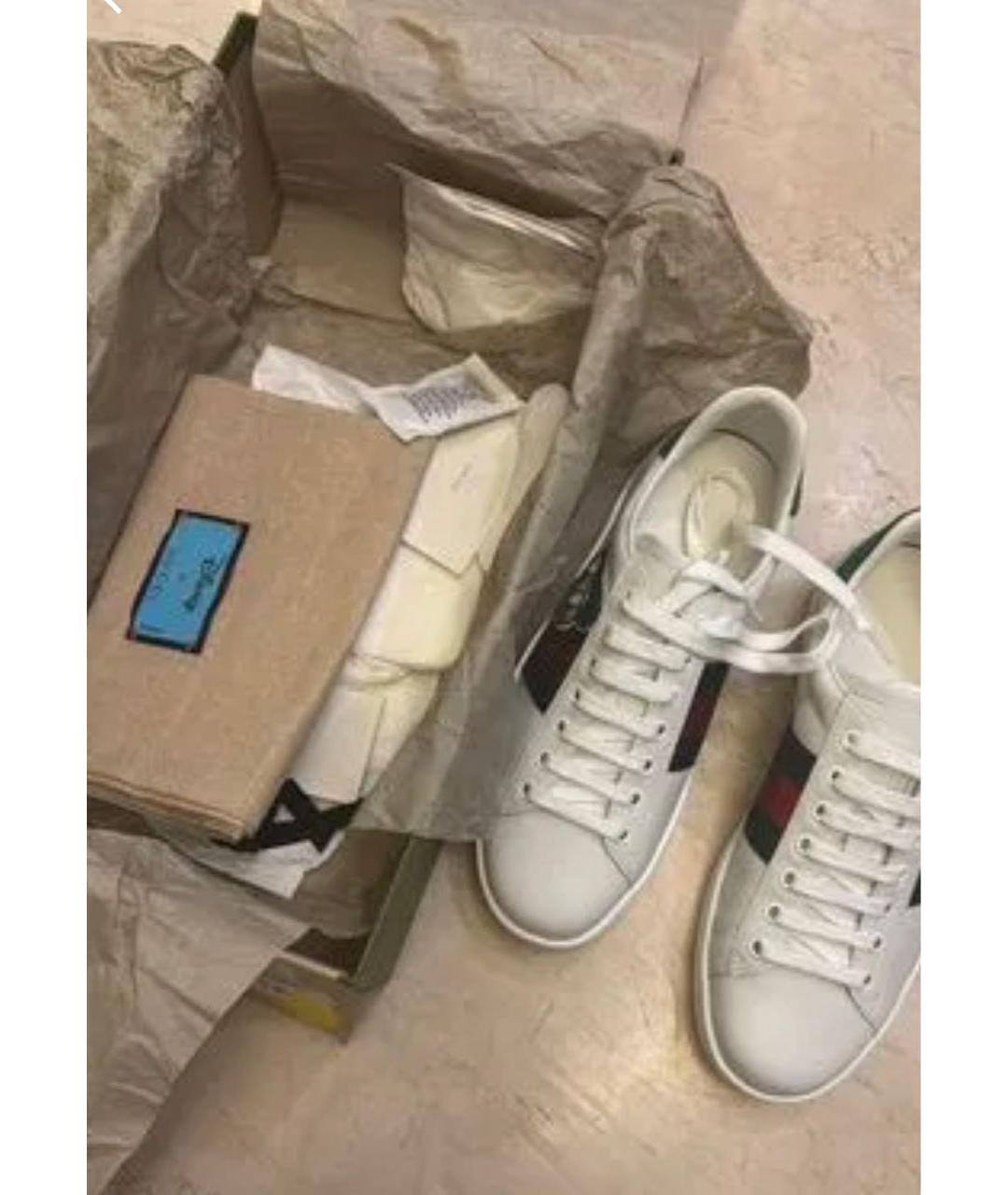 GUCCI Белые кожаные кеды, фото 2