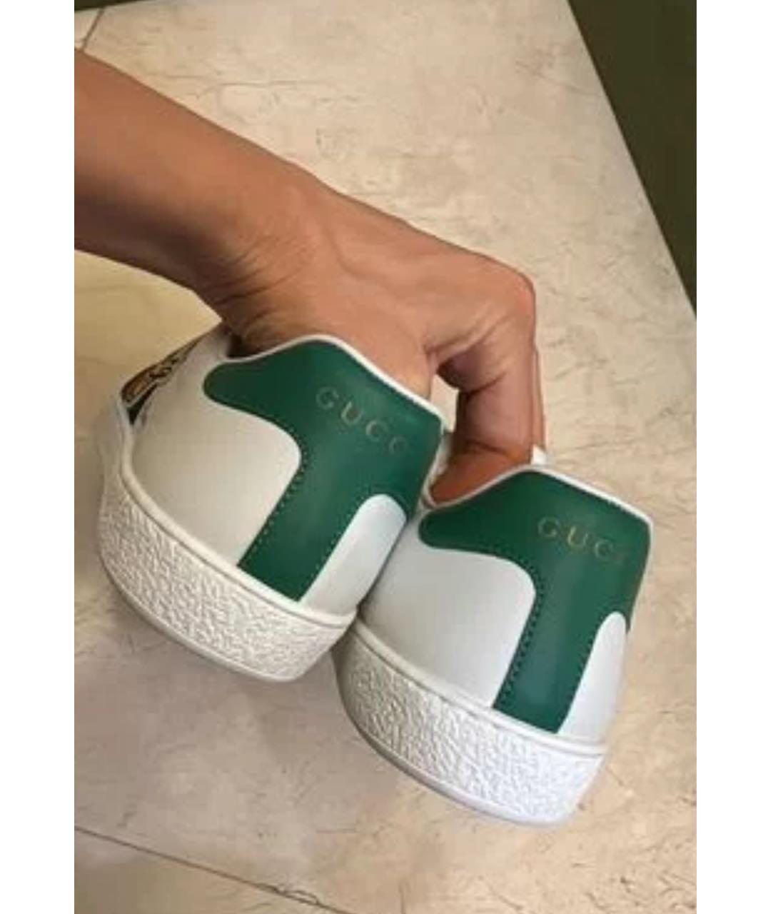 GUCCI Белые кожаные кеды, фото 4