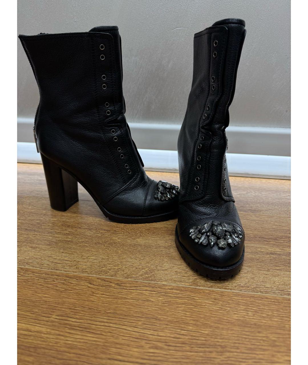 JIMMY CHOO Черные кожаные полусапоги, фото 3
