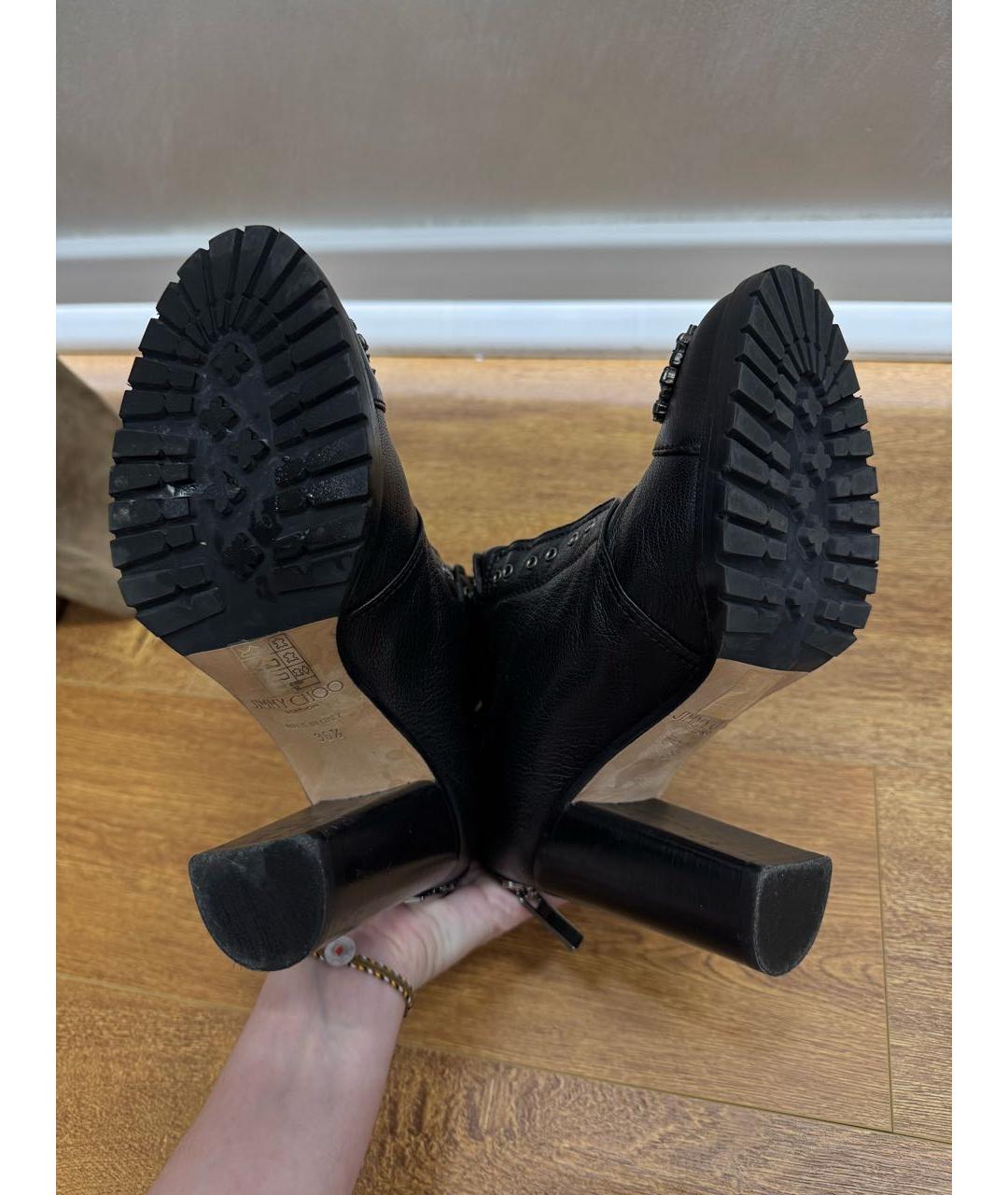 JIMMY CHOO Черные кожаные полусапоги, фото 2