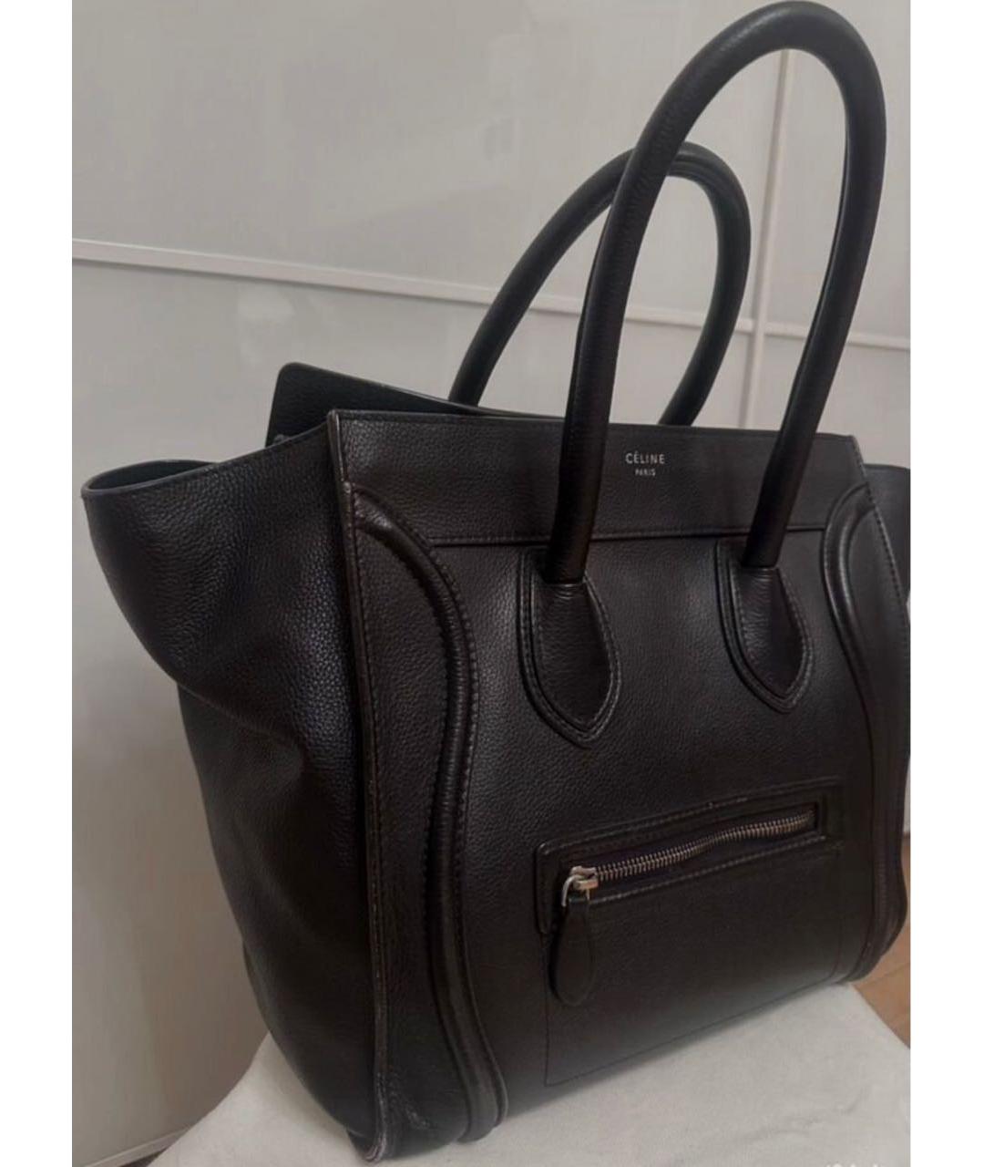 CELINE Черная кожаная сумка тоут, фото 2