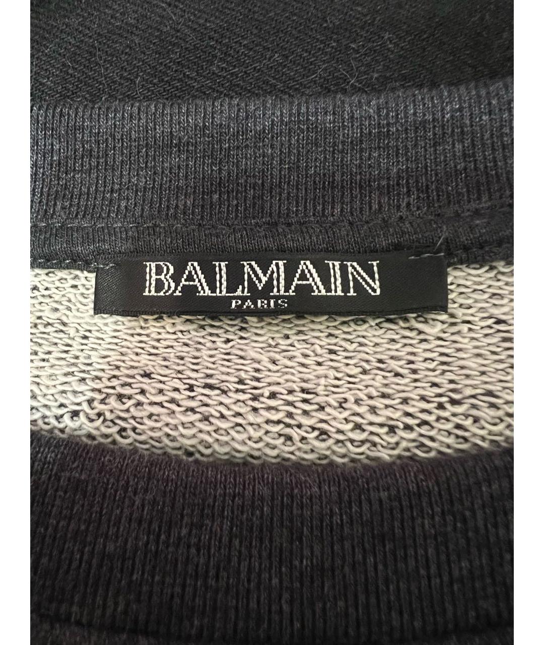BALMAIN Серый хлопковый джемпер / свитер, фото 4