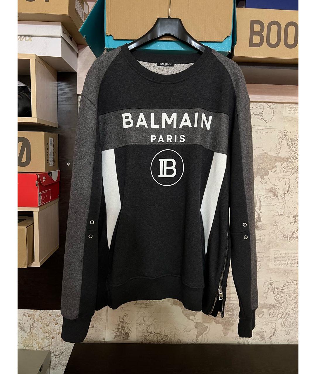 BALMAIN Серый хлопковый джемпер / свитер, фото 2