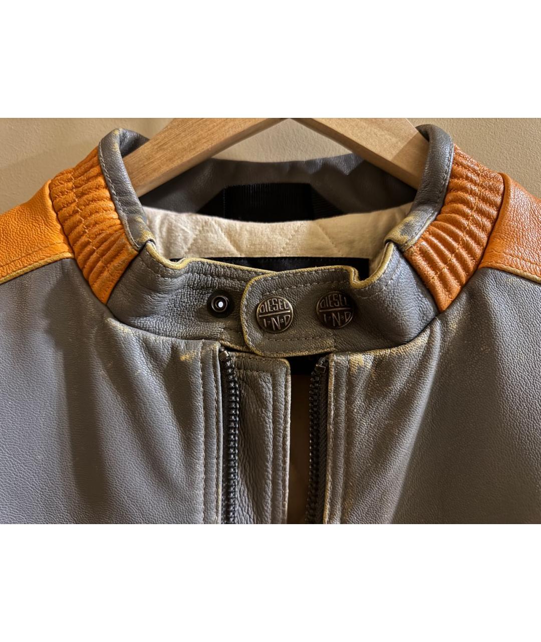 DIESEL Оранжевая кожаная куртка, фото 4