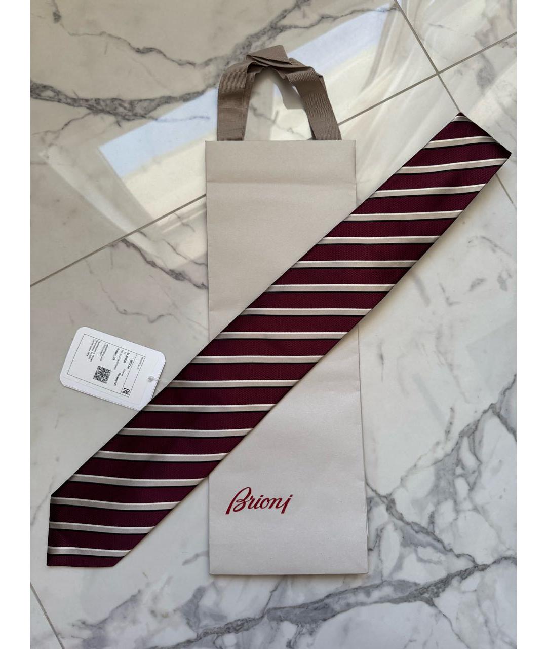 BRIONI Бордовый шелковый галстук, фото 6
