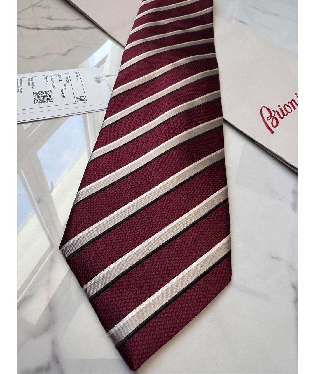 BRIONI Бордовый шелковый галстук, фото 5
