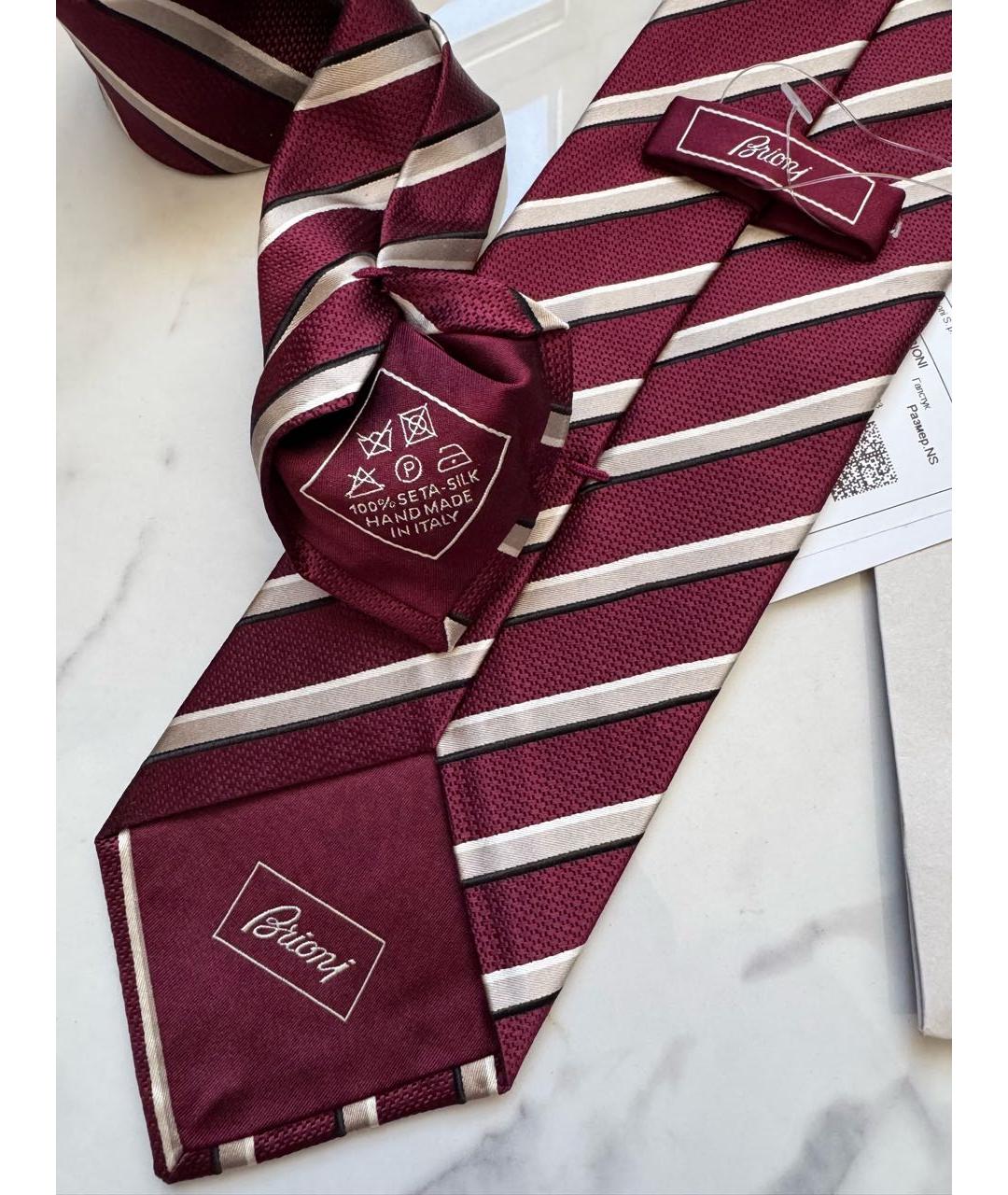 BRIONI Бордовый шелковый галстук, фото 7