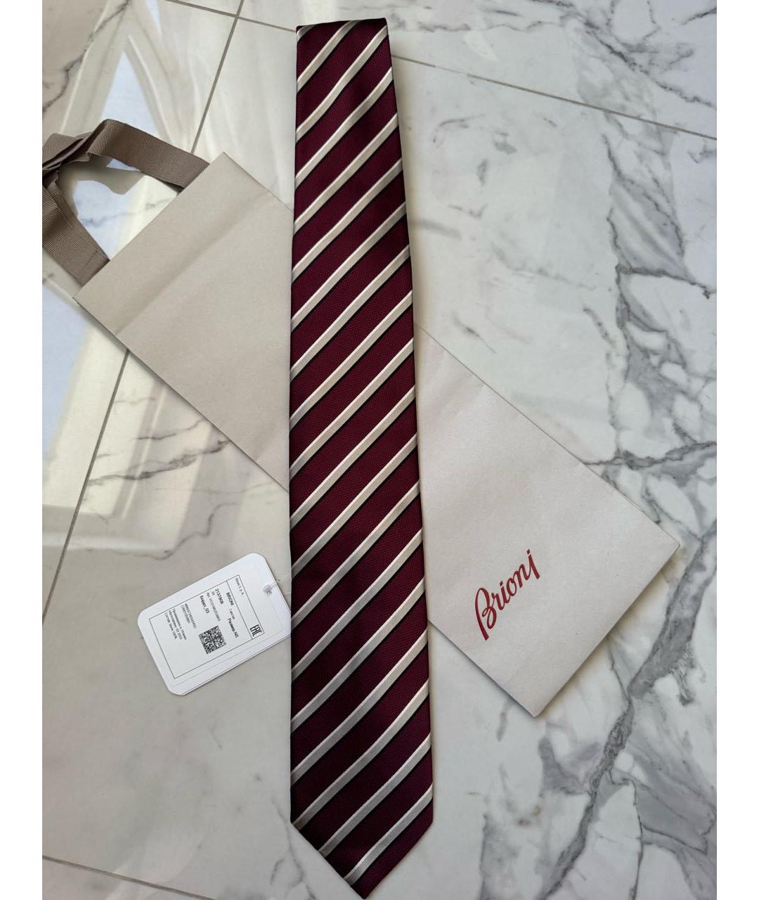 BRIONI Бордовый шелковый галстук, фото 8
