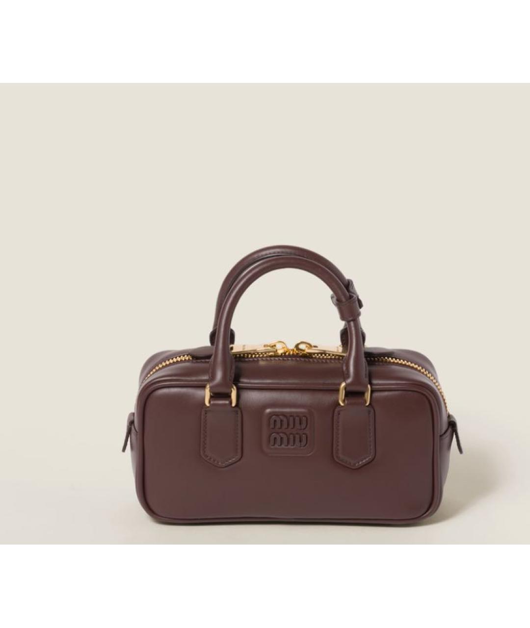 MIU MIU Коричневая кожаная сумка с короткими ручками, фото 3