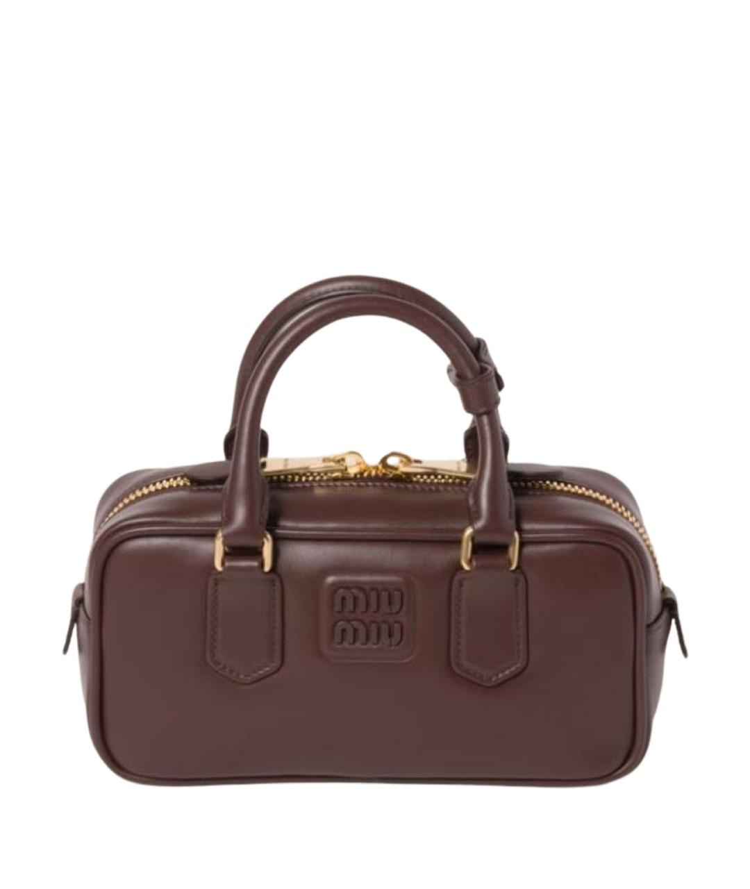 MIU MIU Коричневая кожаная сумка с короткими ручками, фото 1