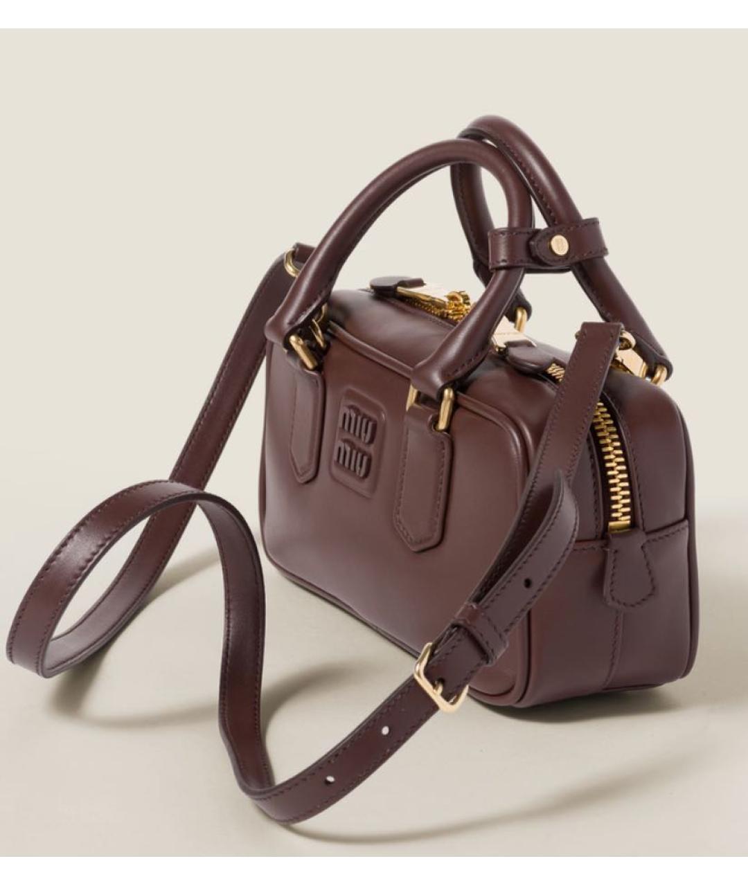 MIU MIU Коричневая кожаная сумка с короткими ручками, фото 2