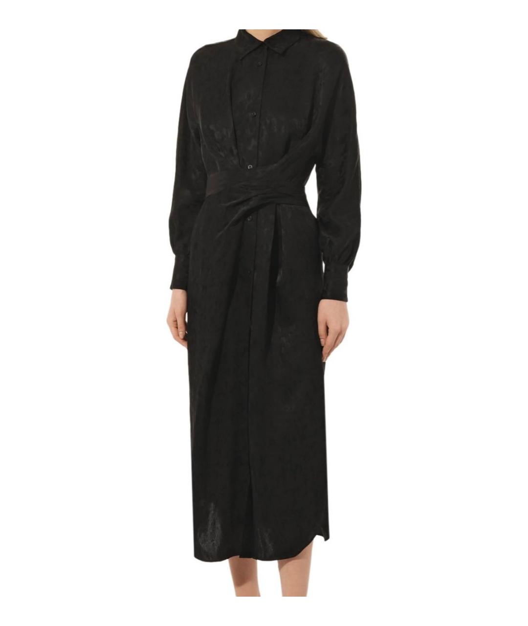 MSGM Черное шелковое повседневное платье, фото 2