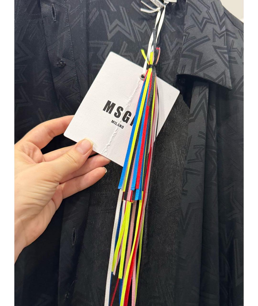 MSGM Черное шелковое повседневное платье, фото 4