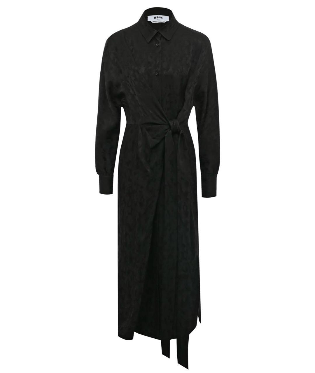 MSGM Черное шелковое повседневное платье, фото 1