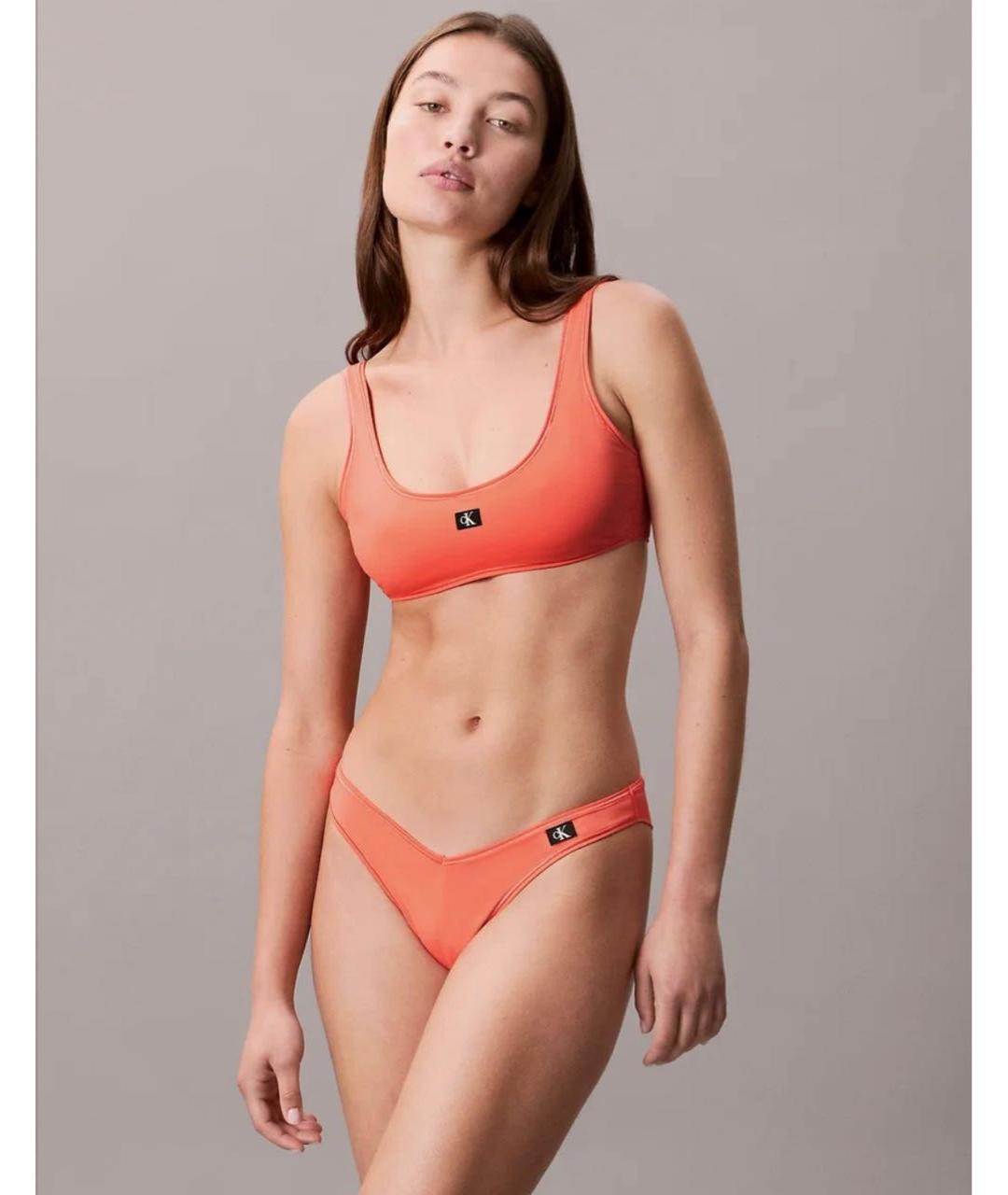 CALVIN KLEIN Коралловый полиамидовый купальник, фото 3