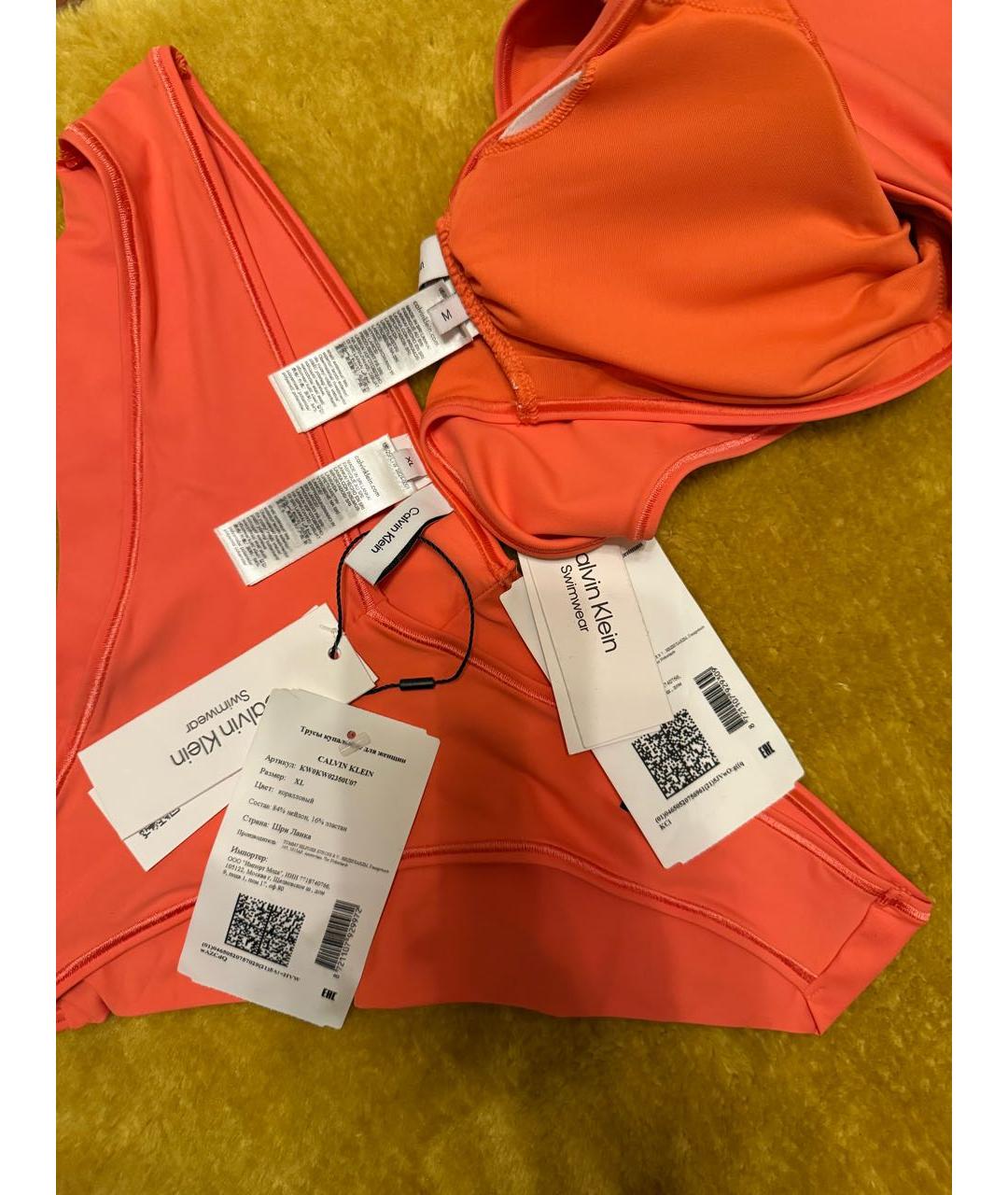 CALVIN KLEIN Коралловый полиамидовый купальник, фото 7