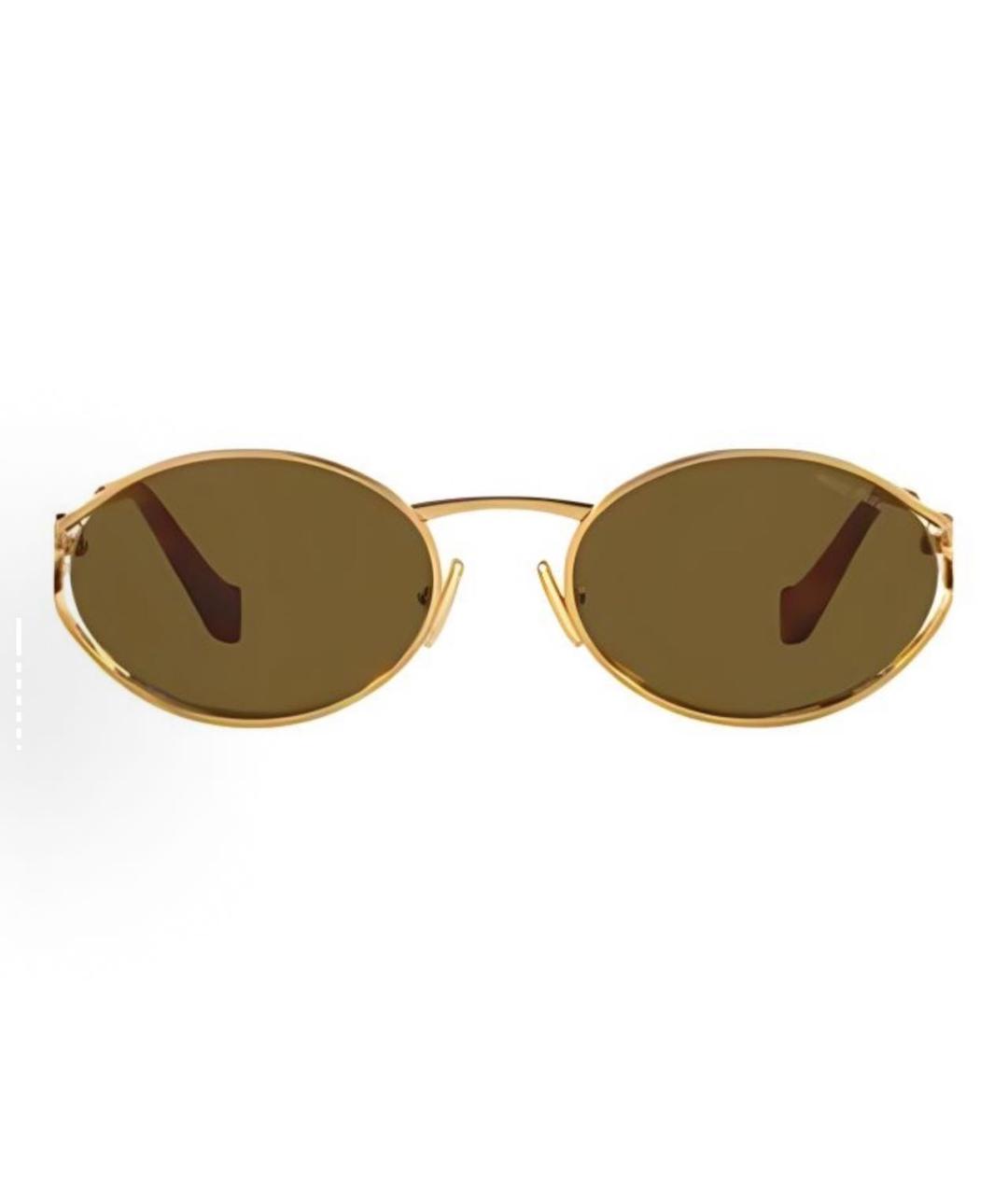 MIU MIU Золотые металлические солнцезащитные очки, фото 5