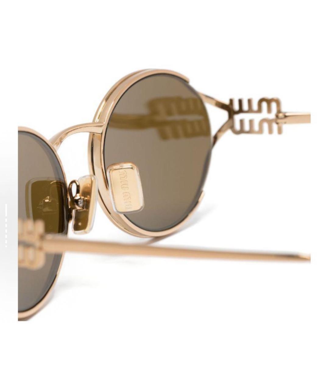 MIU MIU Золотые металлические солнцезащитные очки, фото 4