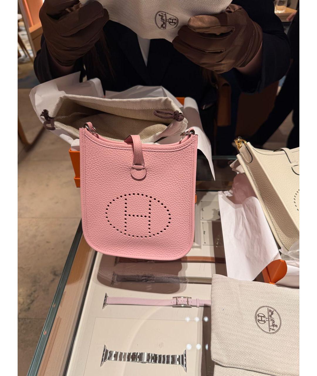 HERMES Розовая кожаная сумка через плечо, фото 2