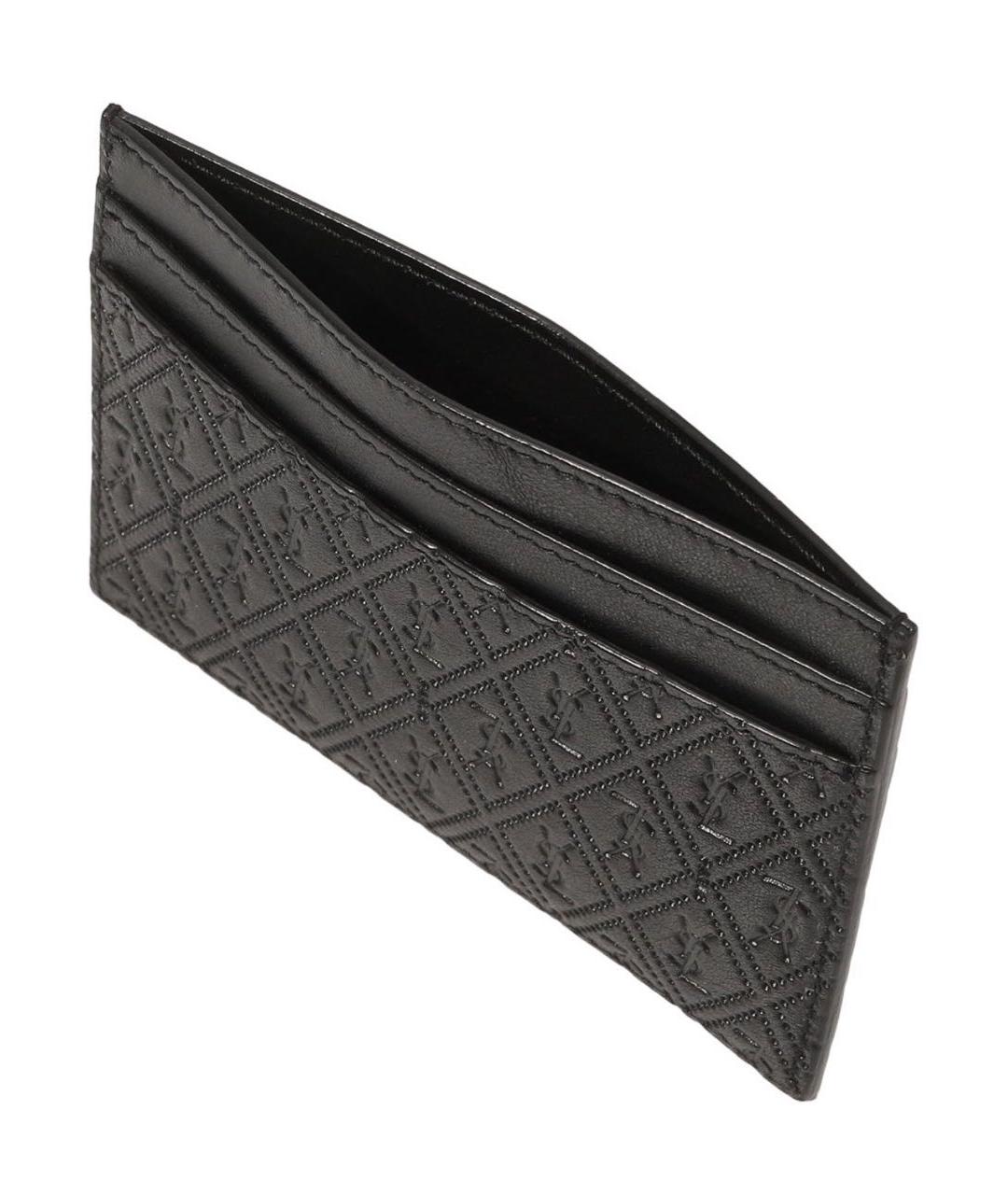 SAINT LAURENT Черный кожаный кардхолдер, фото 6