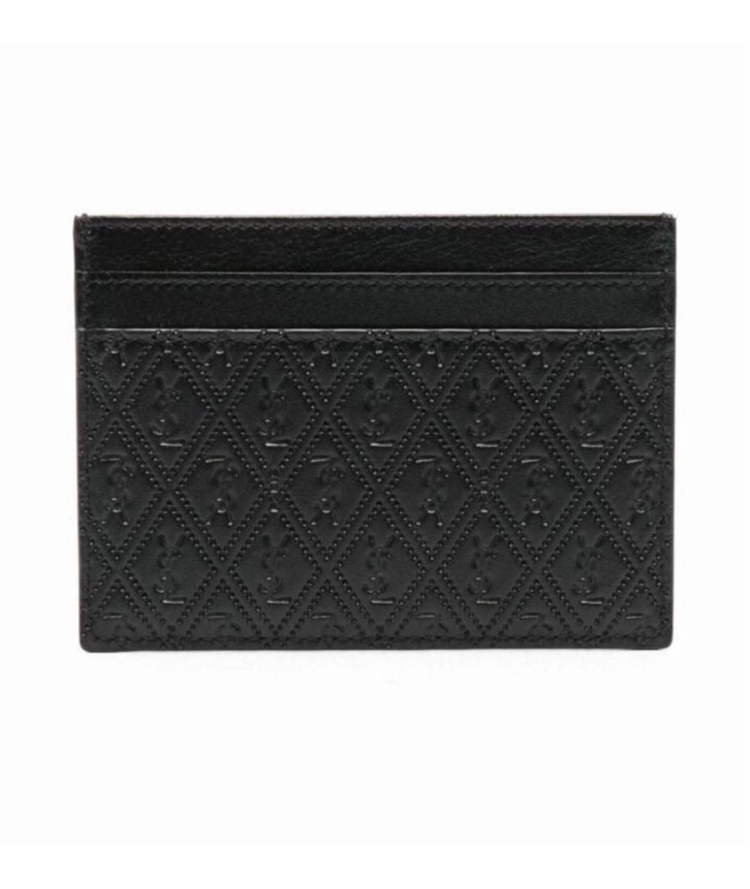 SAINT LAURENT Черный кожаный кардхолдер, фото 1