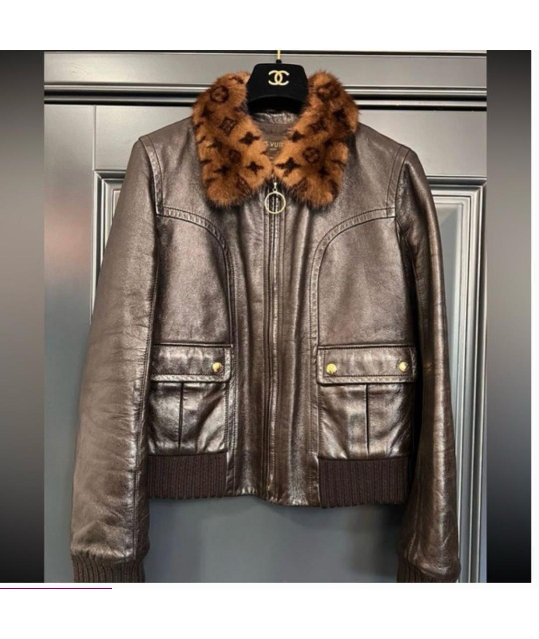 LOUIS VUITTON Коричневая кожаная куртка, фото 5